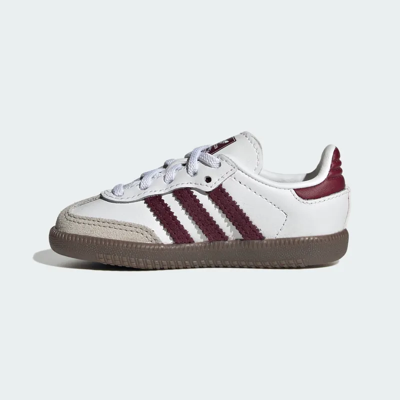Adidas SAMBA OG COMFORT CLOSURE ELASTIC LACE Shoes Cloud White / Maroon / Gum (KZ8680)