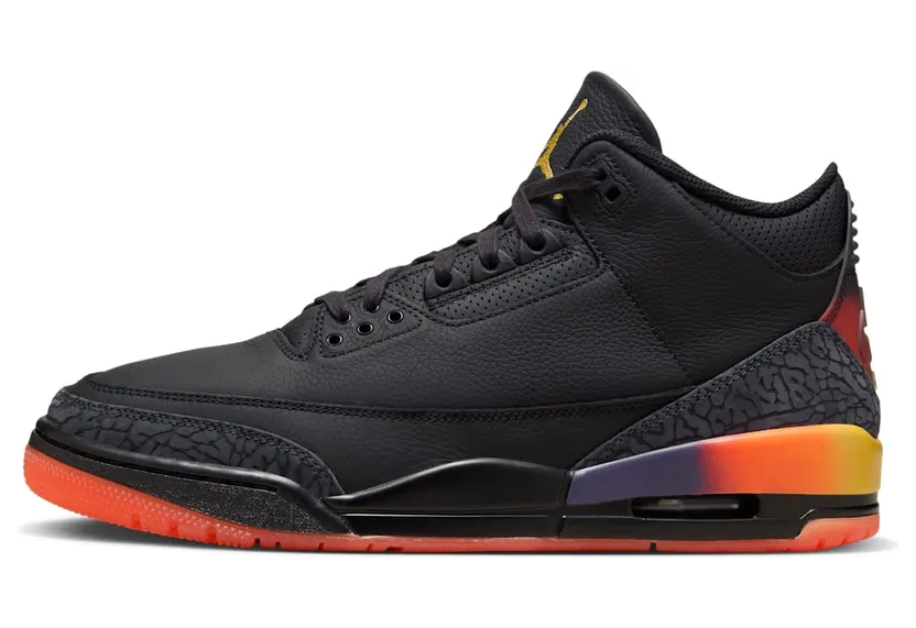 Jordan x J. Balvin Air Jordan 3 “Black/Solar Flare/Total Crimson/Abyss” (FN0344-001)