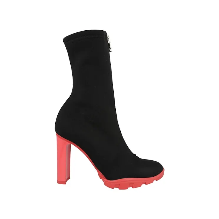 Alexander McQueen Slim Tread Ankle Boots Black Coral (688310 W4SQ1 1486)