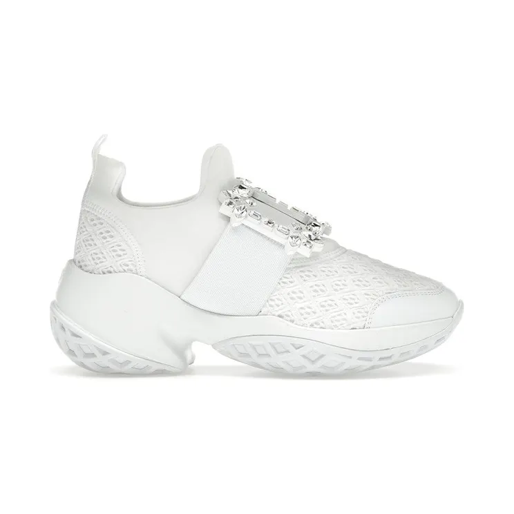 Roger Vivier Viv’ Run Fabric White Crystal Buckle (RVW50624180KOTB001)