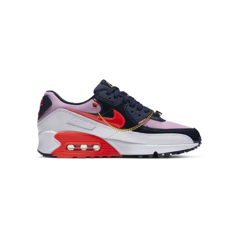 Nike Air Max 90 Cuban Link Obsidian Pink (W) White/Obsidian-Beyond Pink-Bright Crimson (CZ8099-100)