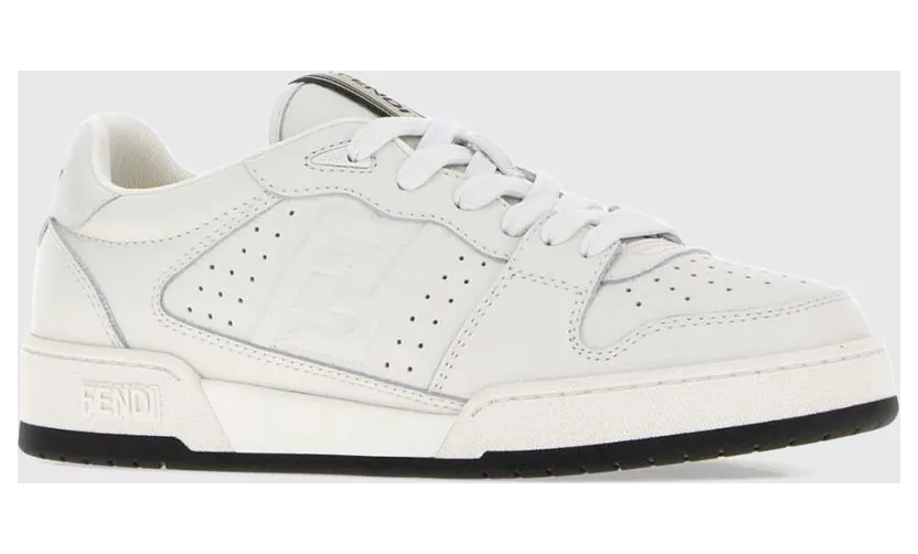 Fendi Match Calfskin Leather Sneakers with Tone-on-Tone FF Monogram White (8E9084B17VF1XJV)