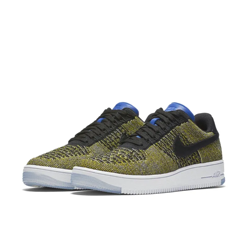 Nike Air Force I 1 Flyknit Low Warriors (W) Black/Black-Blue Tint-Game Royal (820256-004)