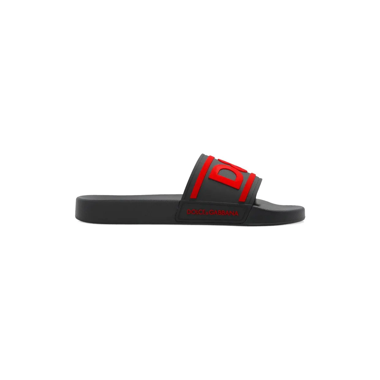 Dolce & Gabbana Beachwear Sliders DG Logo Black Red (CS2072 AQ858 89650)
