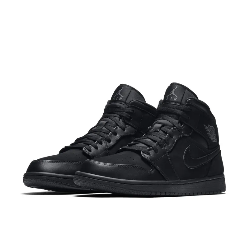 Jordan 1 Mid Triple Black (2018) Black/Dark Grey-Black (554724-050)