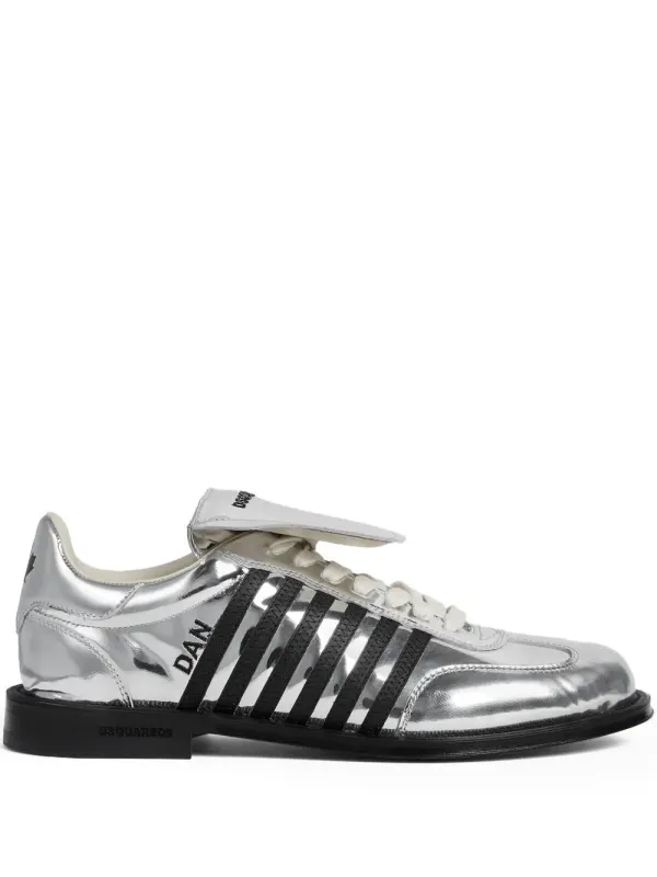 DSQUARED2 Metallic leren with strepen – Silver (LUM010701501451)