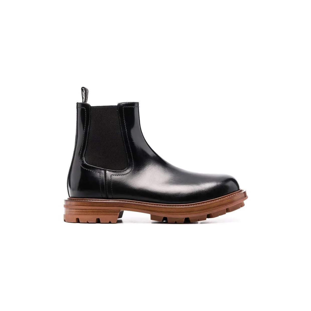 Alexander McQueen Leather Chelsea Boots Black Brown (683568WHZ8C1452)