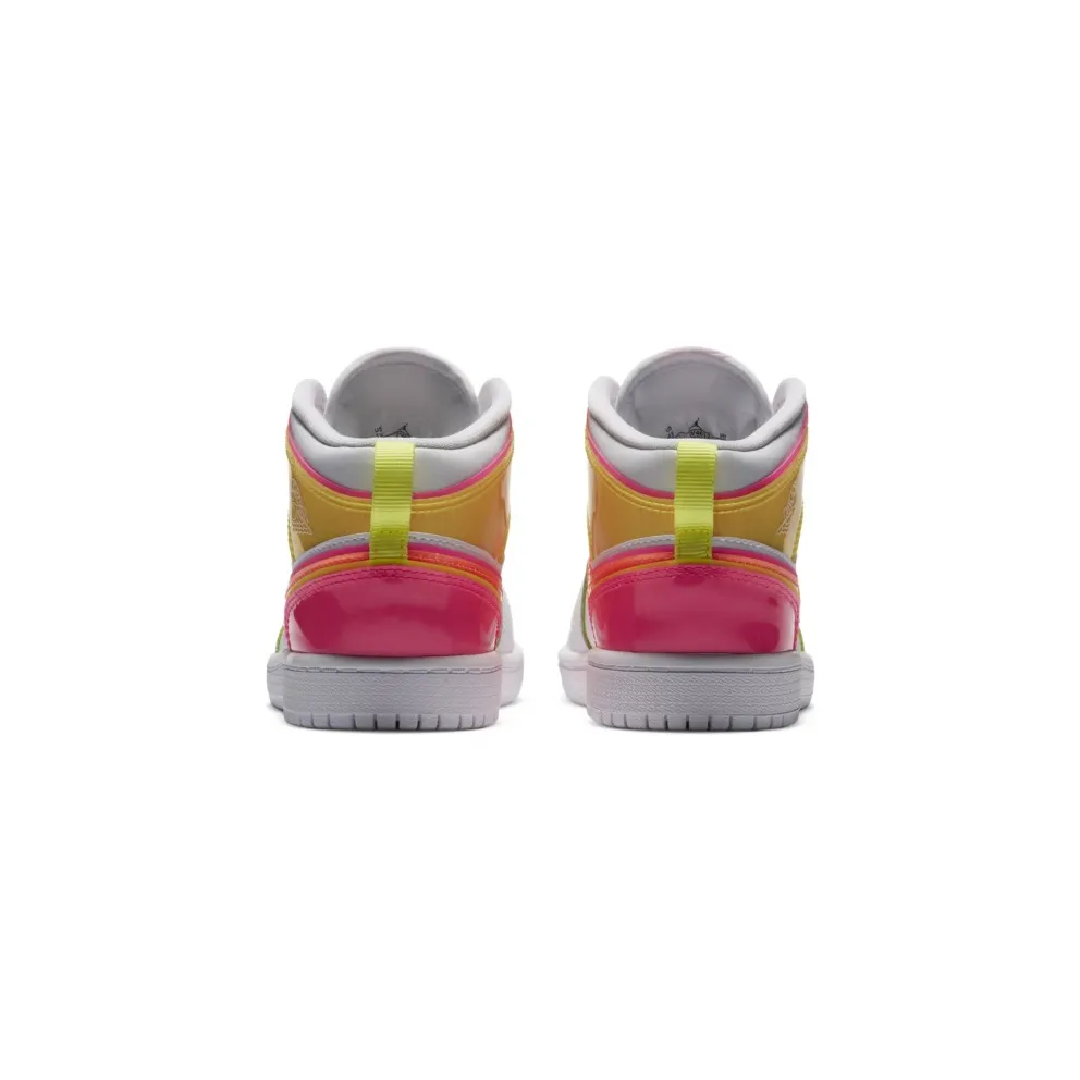 Jordan 1 Mid SE Edge Glow (PS) White/Hyper Crimson-Pink Blast (CV4612-100)