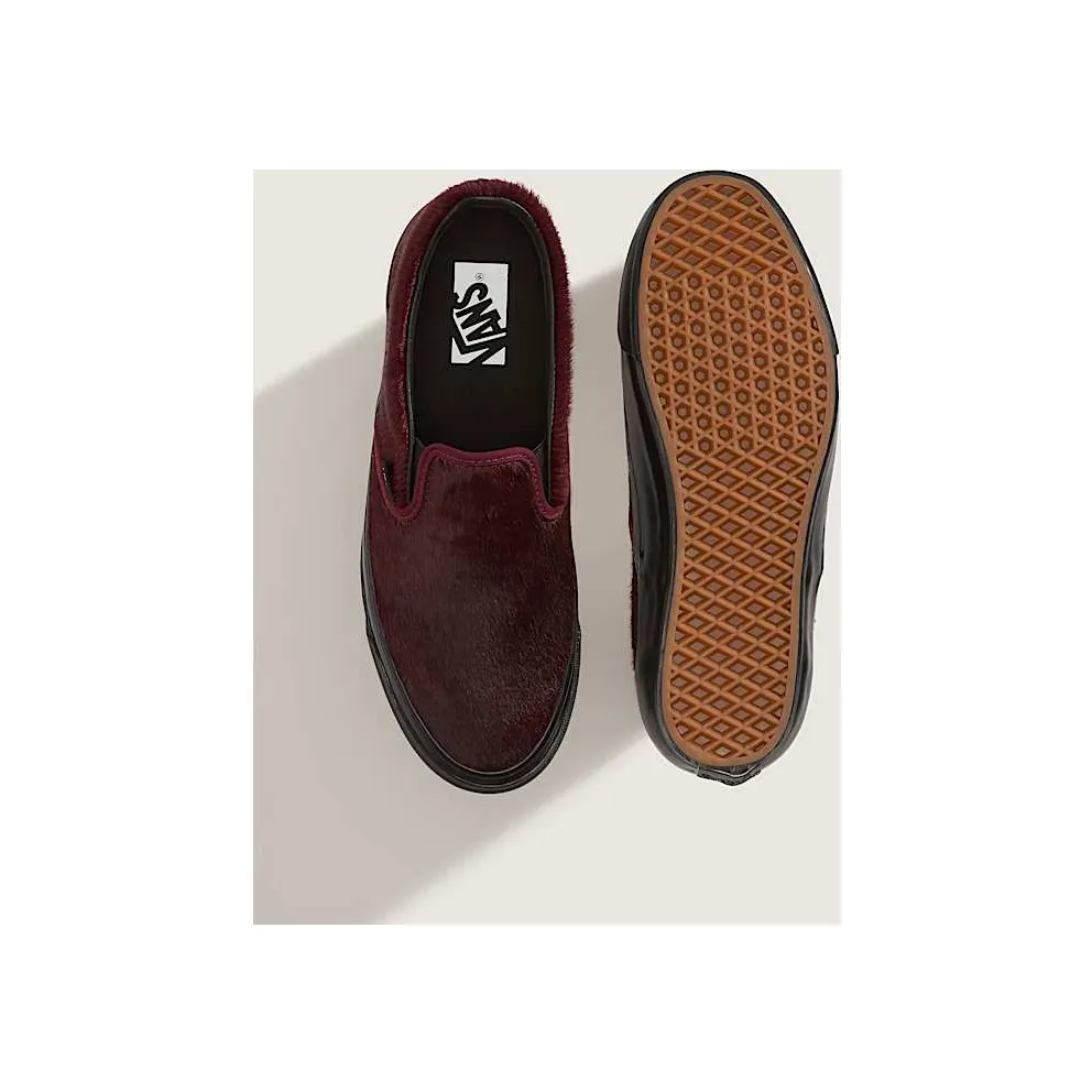 Vans Classic Slip-On 98 LX “Pony Hair Burgundy Black” (VN000EEZBRG)