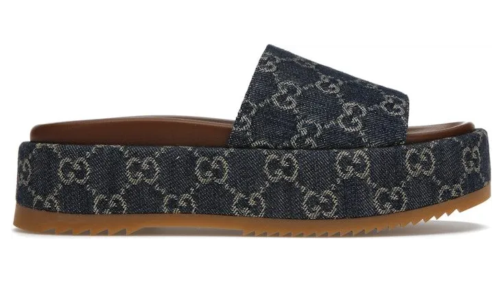 Gucci Angelina Platform 55 mm Sandal Jacquard Denim (623212 2KQ00 4402)