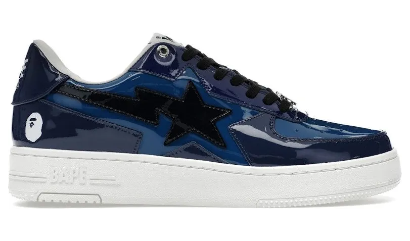 A Bathing Ape Bape Sta Icon Low Navy Blue Patent (1K80-191-308-NVY)