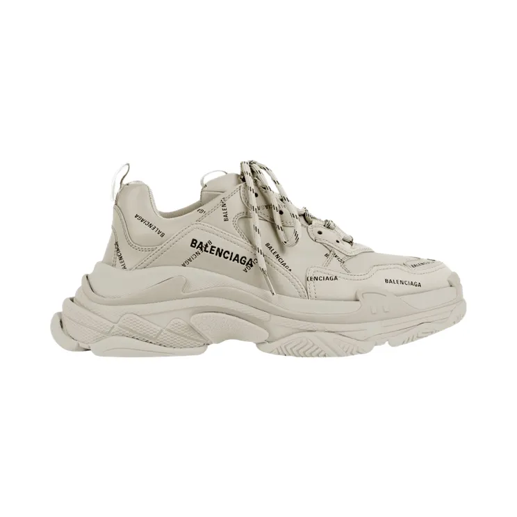 Balenciaga All Over Logo Triple S Beige Black (536737W2FA19710)
