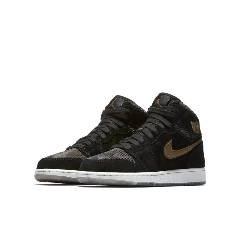 Jordan 1 Retro High Heiress Camo (GS) Black/Black-Metallic Field-Light Bone (832596-030)