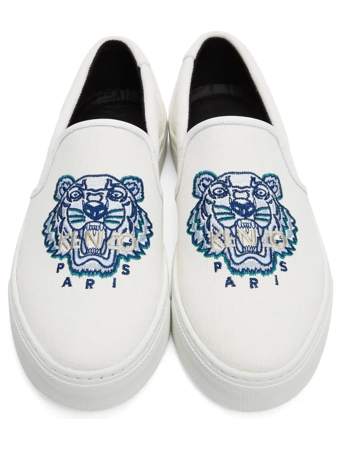 Kenzo Beige K-Skate Tiger Slip-On Sneakers (FC55SN100F71) (5)