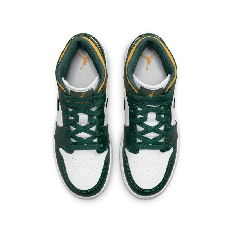 Jordan 1 Mid Sonics (2021) (GS) – “Noble Green / Pollen-white” (554725-371)