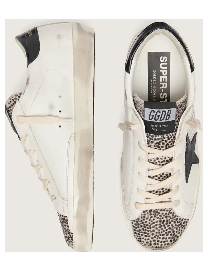 Golden Goose Super-Star Ltd In White Leather With Black Star And Pony Skin Details (GWF00101.F008513.10283) (3)