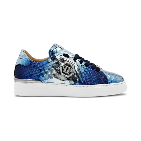 Philipp Plein Metallic met slangenleer-effect “Blue” (PADSUSC0561PLE029P)
