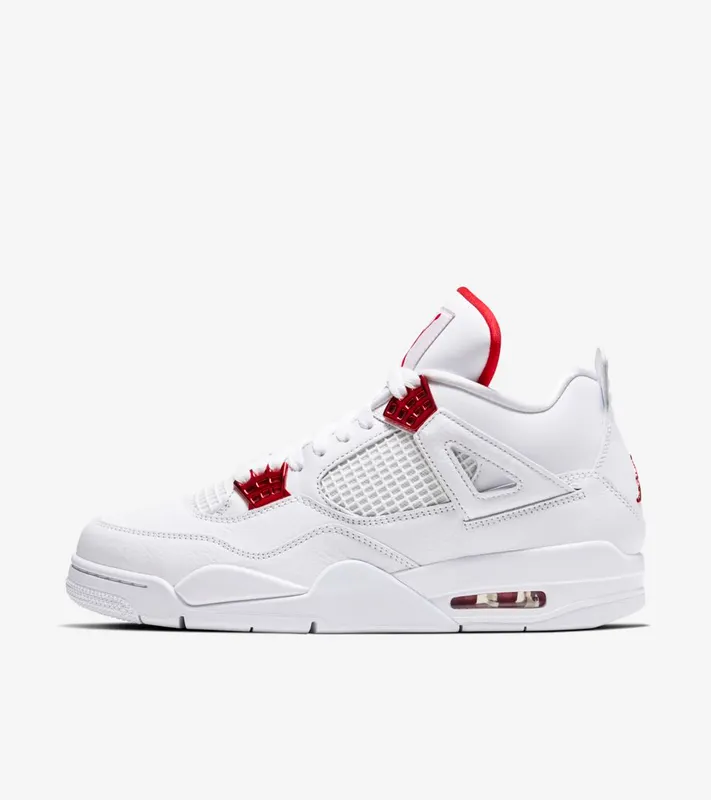 Jordan 4 Retro Metallic Red (GS) White/University Red-Metallic Silver (408452-112)
