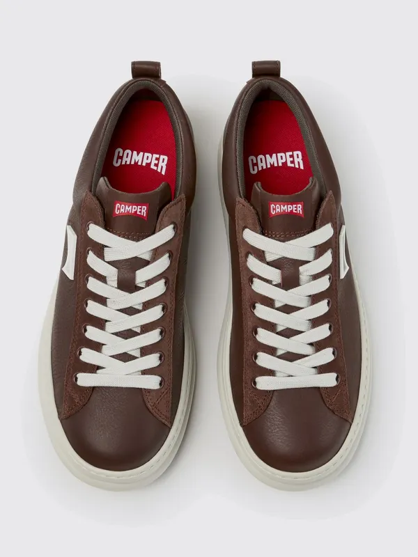 Camper Runner Low-Top in Natural Grained Leather with XL Extralight Sole Brown (K101052-015RUNNER0)