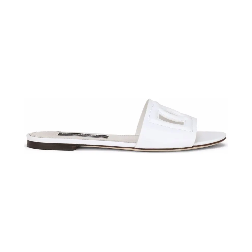 DOLCE & GABBANA – Leather Slide with Dg Logo – Woman – Size 38 (CQ0436AY32980001)
