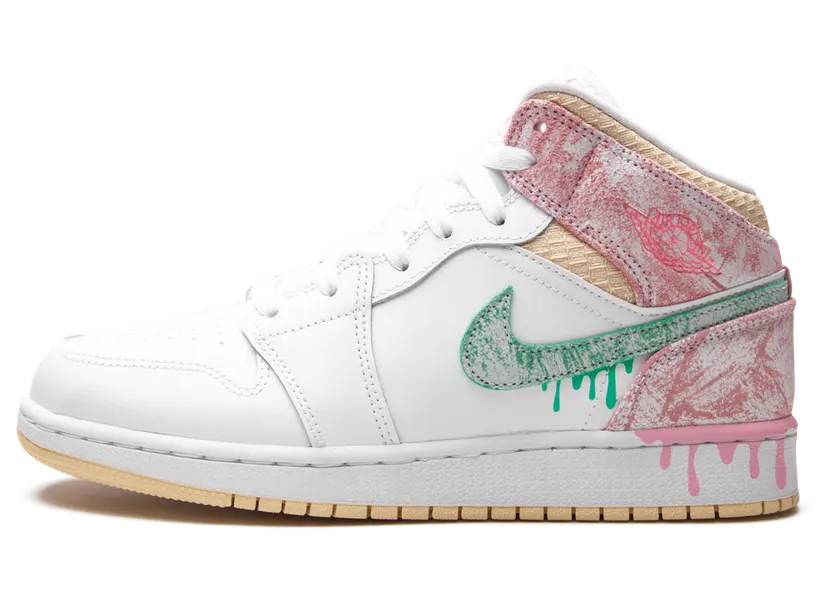 Air Jordan 1 Mid Paint Drip (GS) (DD1666-100)