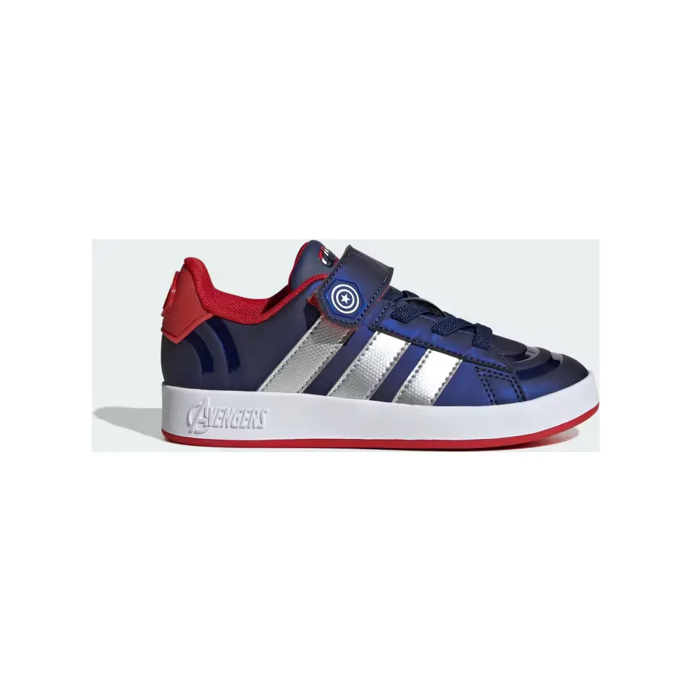 adidas Marvel Avengers Grand Court Shoes Kids “Dark Blue / Matte Silver / Better Scarlet” (HP3619)