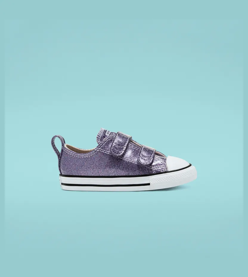 Converse Toddler Coated Glitter Easy-On Chuck Taylor All Star Low Top Moody Purple/white/black (768469C)