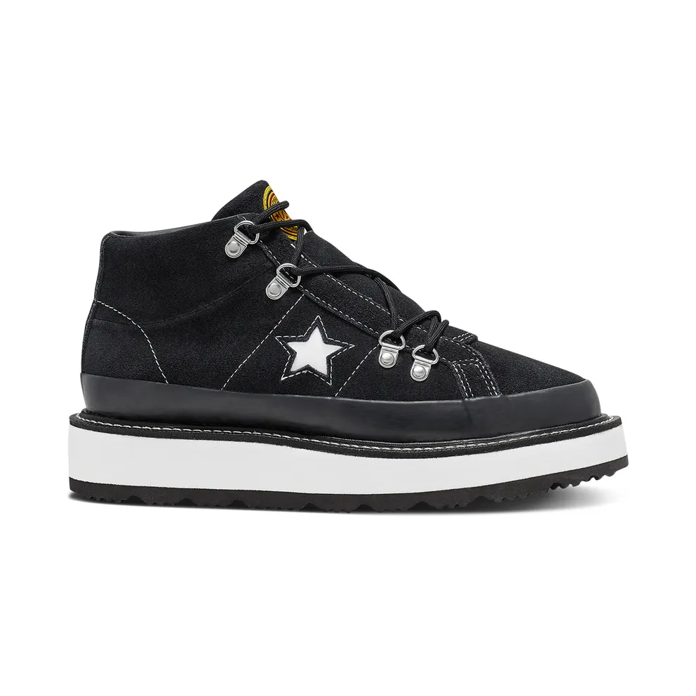 Converse Fleece Lined Boot One Star Thick Sole Black White (566163C)