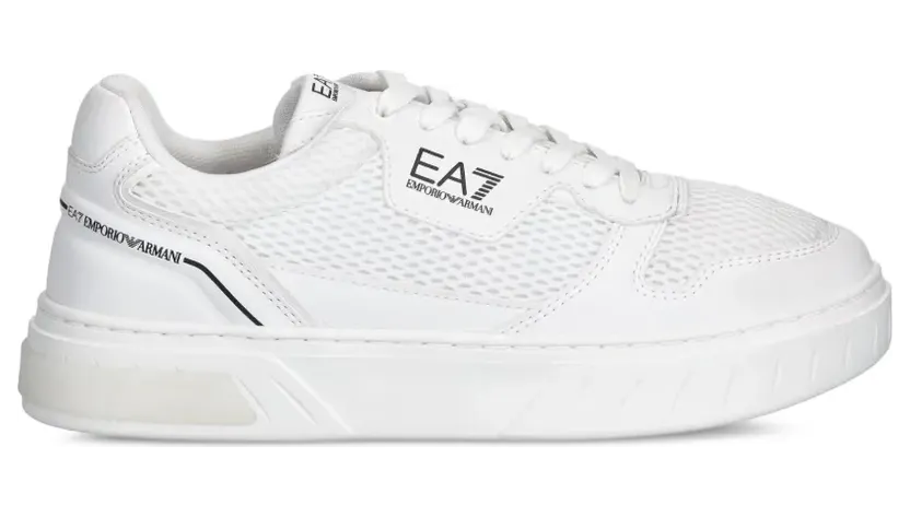 Ea7 Emporio Armani New Premium Court logo-print panelled sneakers – Wit (7X000650AF23102)