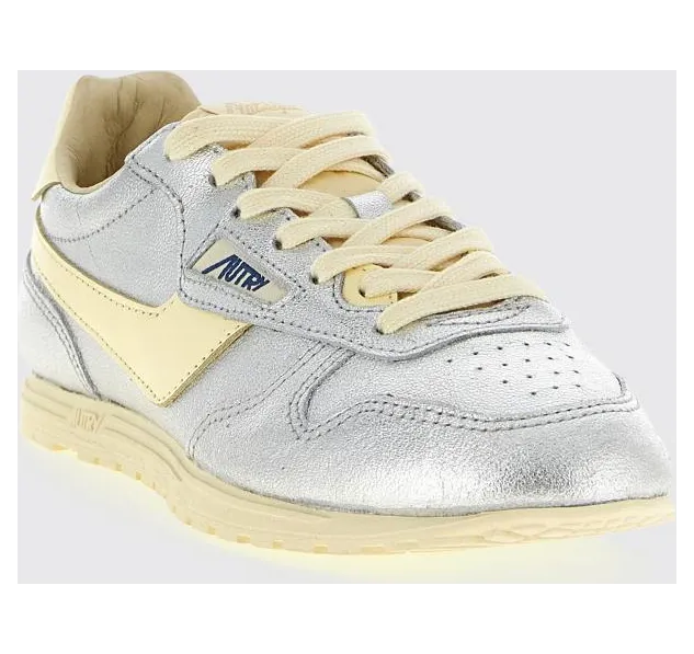 Autry Windspin Laminated Leather Sneakers Silver (WSLWAJ02AJ02)