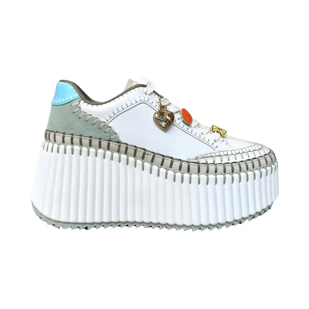 Chloé Nama Sneakers mit Wedge-Absatz – Weiß (CH26U02IWW)