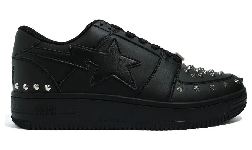 A Bathing Ape Bape Sta Low 20th Anniversary Black Silver Studded (1G80-191-015-BLK)