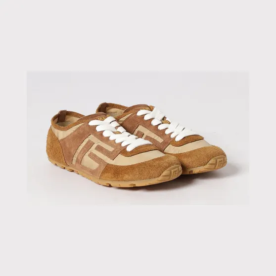 Balmain Racer 45 Sneakers in Suede and Nylon Beige (GN1VI762TYHC8BW)