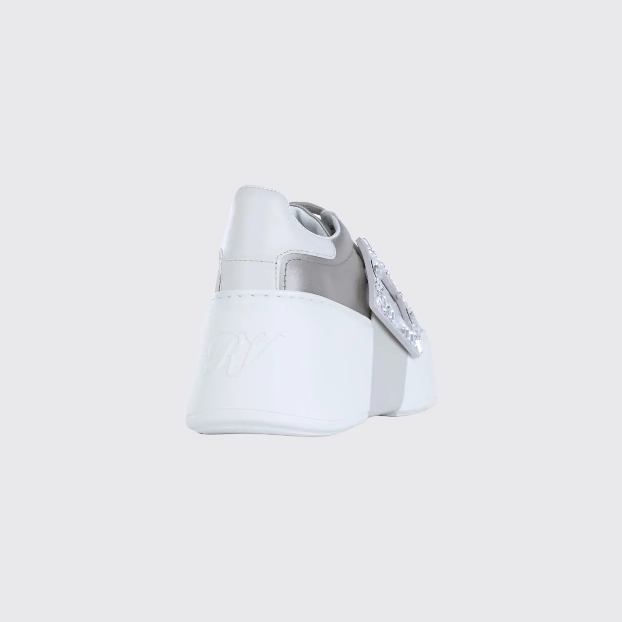 Roger Vivier Viv’ Skate Satin Low-Top Trainers with Wedge and Jewel Buckle White (RVW73729110VMI1VC4) (2)