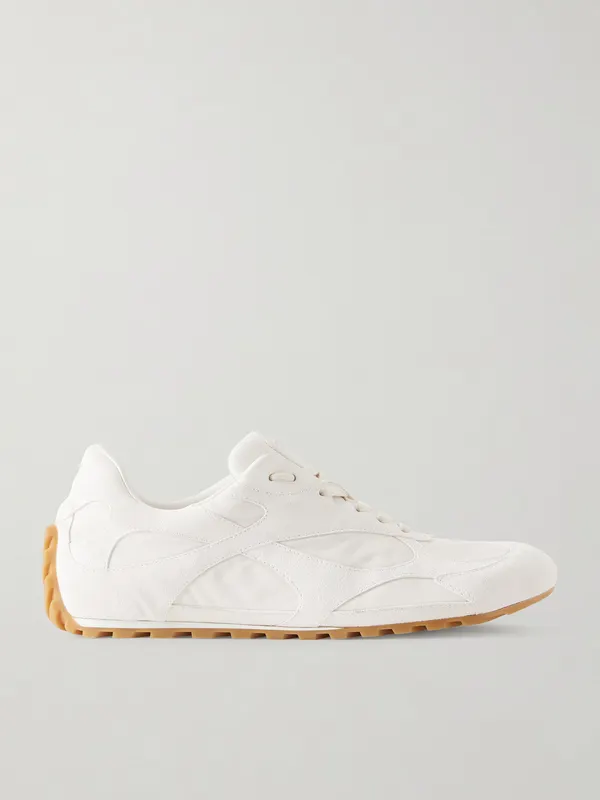 Bottega Veneta Orbit Flash Suede and Leather-Trimmed Shell Sneakers White (867926V65C0)