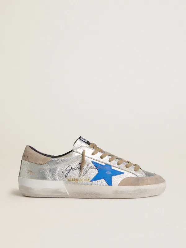 Golden Goose Super-Star Ltd In Silver Metallic Suede With Leather Star And Suede Heel Tab (GMF00659.F007901.70269)
