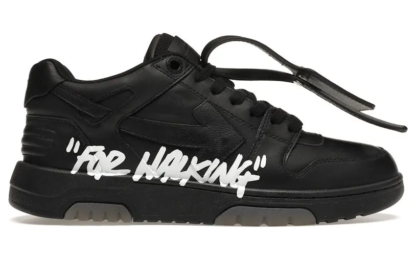 OFF-WHITE OOO Low Tops “For Walking” Black White (OMIA189S21LEA0041001) (2)
