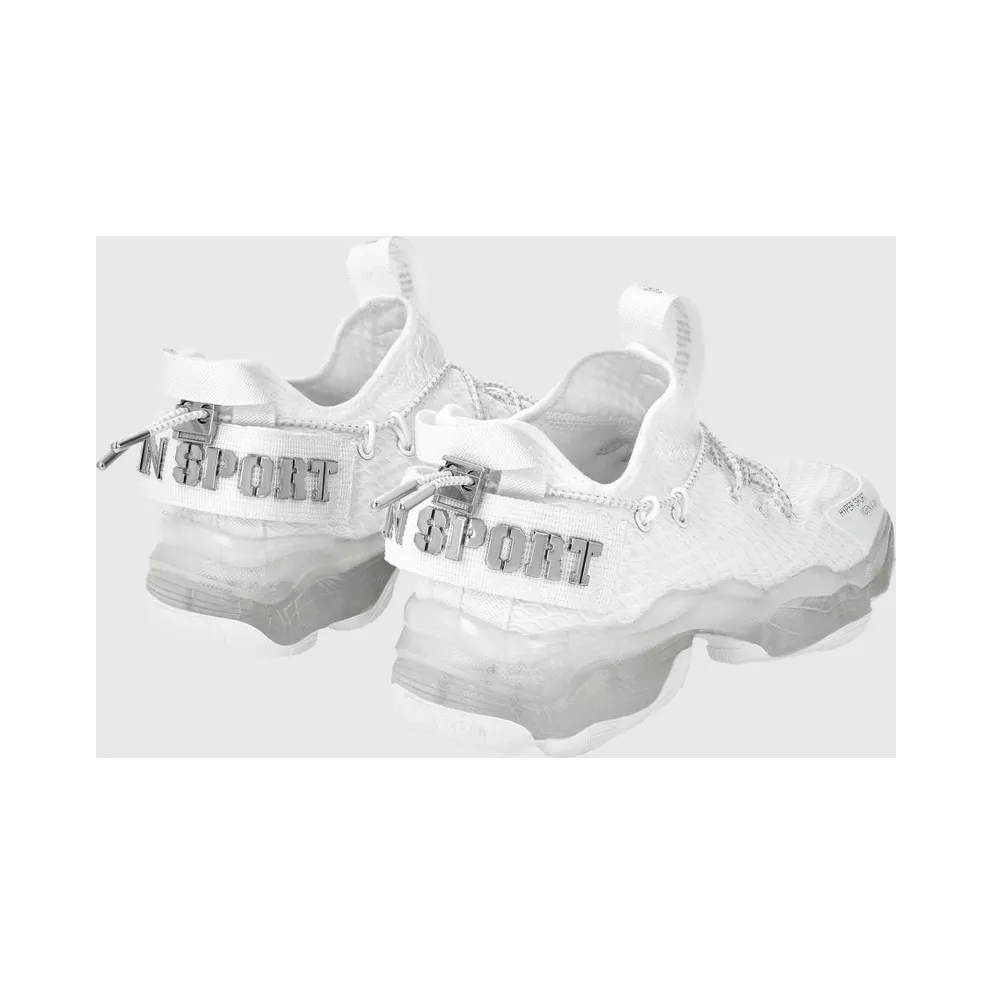 Plein Sport Hyper Sport Low-Top in Mesh with Applied Logo and Pull Tab White (SADSUSC0522STE003N01)