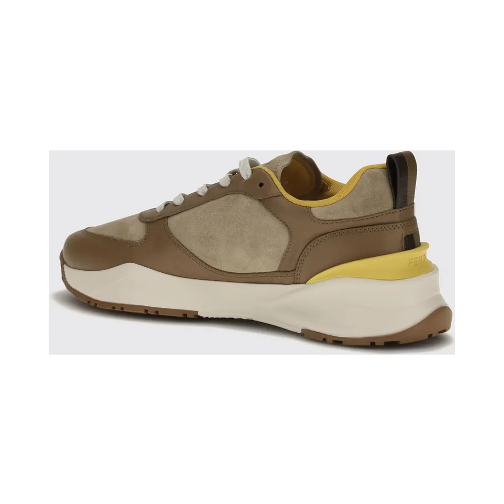 Fendi Flow Low-Top in Suede and Smooth Calf Leather Brown (7E1925AY1WF1WPG)
