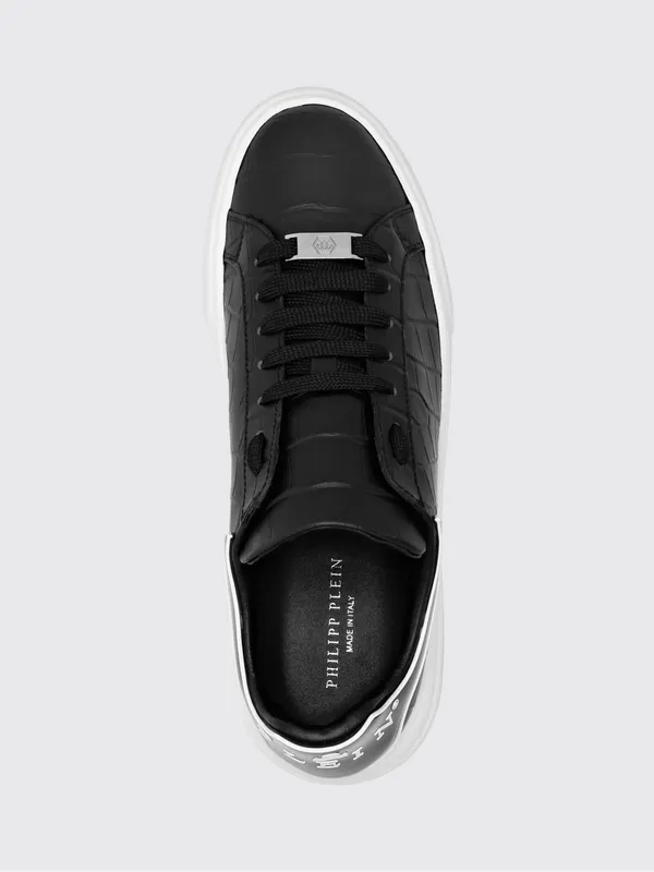 Philipp plein Lace-Up Low-Top Sneakers in Crocodile-Effect Leather Black (LADSUSC0781PLE010N02) (3)