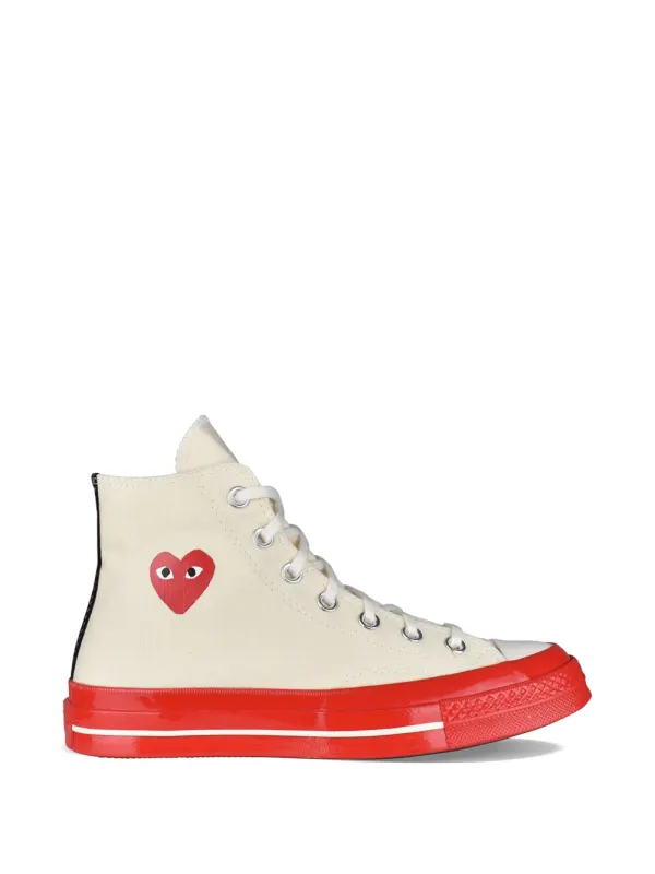 Comme des Garçons Homme x Converse high-top sneakers met hartpatroon – Beige (AZK1240012H)