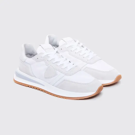 Philippe Model Low-Top Sneakers in Calf Leather and Mesh with Bicolor Design White 1 (TYLUW001)