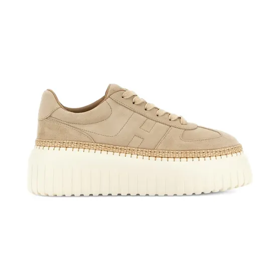 Hogan H-Stripes suède sneakers met plateauzool – Beige (HXW7100FY40BTM)