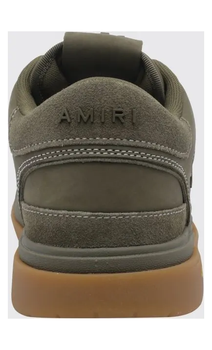 Amiri Ma Quad Suede and Nubuck Sneakers with Perforated Toe Green (AMSNSN1092THYME) (2)