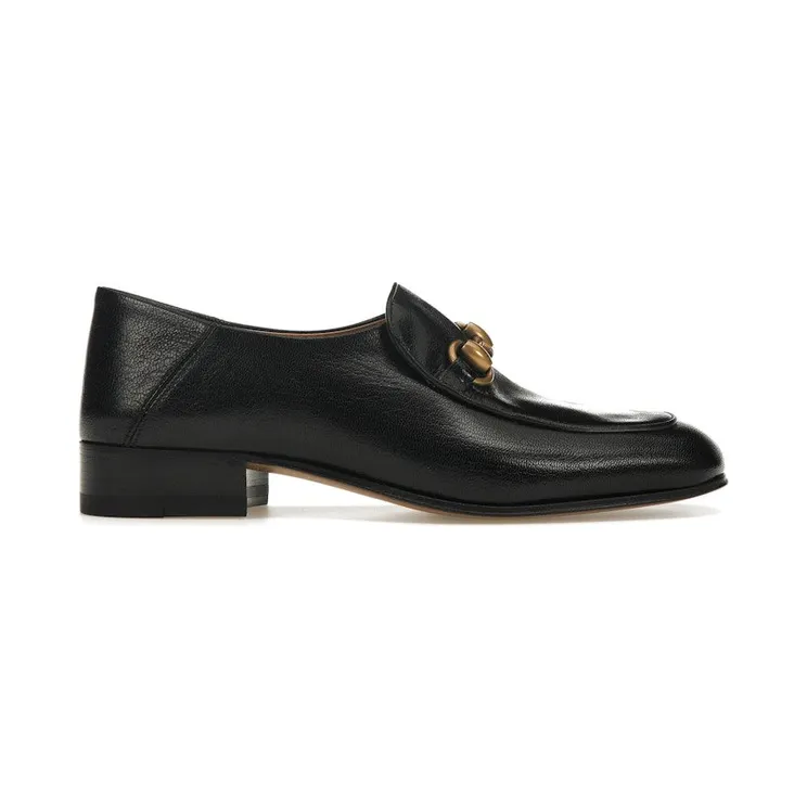 Gucci Horsebit Slip On Loafer Gold-Tone Black Leather (571050 0G0V0 1000)