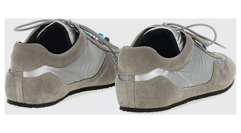 Cecilie Bahnsen Blaise Suede And Nylon Sneakers With Beads Silver (25FTW30003LIGHTGREYSILVER) (2)