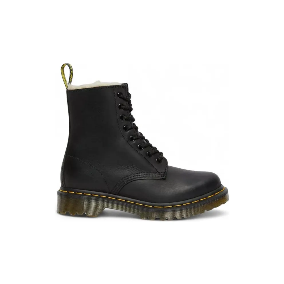 Dr. Martens 1460 Serena Burnished Wyoming Faux Fur Lined Lace Up Boot Black (21797001)