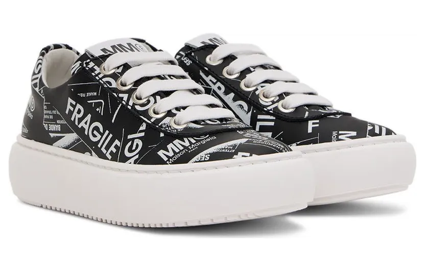 MM6 Maison Margiela Kids Black Fragile Logo Sneakers (72072) (4)