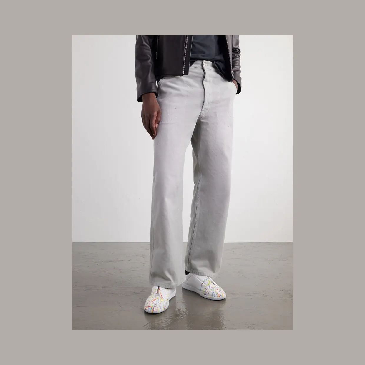 Maison Margiela Future Low Paint-Splattered Leather Sneakers White (S57WS0554) (2)