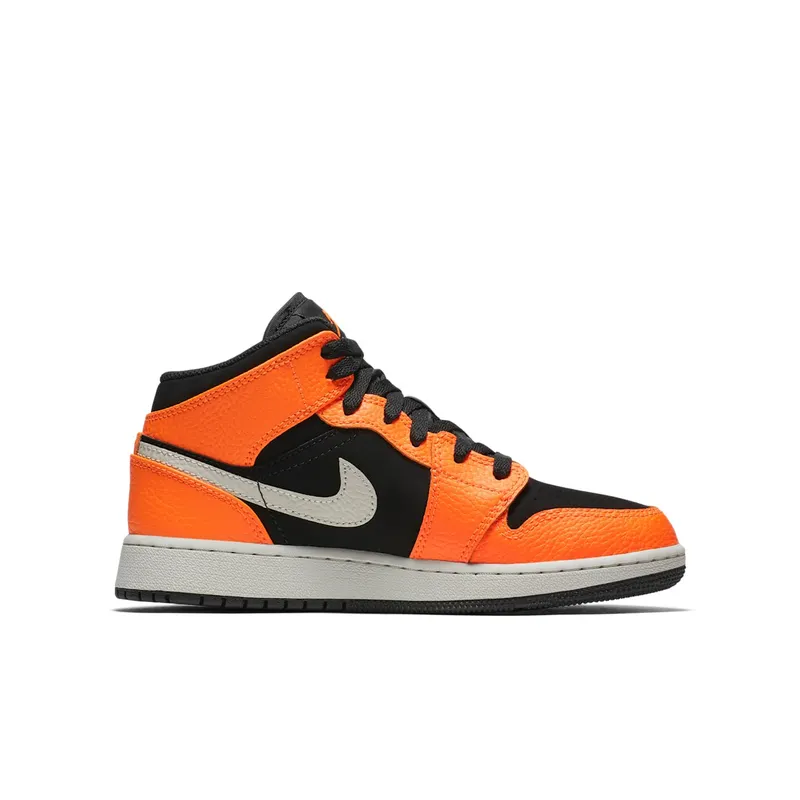 Jordan 1 Mid Black Cone (GS) Black/Cone-Light Bone (554725-062)